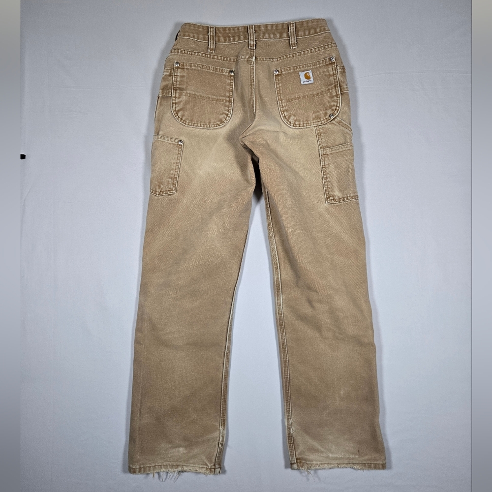Vintage Carhartt Women's 10x34 Double Knee Canvas Pants Faded Tan WB136 - Picture 8 of 16
